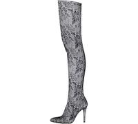 HYFZXWX Botas por encima de la rodilla con flores de encaje sexy para mujer Botas altas hasta el muslo puntiagudas elásticas con cremallera lateral Zapatos de tacón alto de aguja de malla muslo/D/40EU