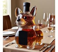 HYFZXWX Decantador de Whisky 300ML - Escultura Artística con Forma de Perro, Botella de Cristal para Whisky y Vino vino/B/18x6.2