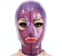 HYFZXWX Máscara de látex transparente, máscara de bondage, fetiche erótico, casco de látex, cosplay, cierre de cremallera, ojos y boca abiertos babydoll/A/L