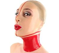 HYFZXWX Máscara facial de látex transparente para bondage, máscara facial, fetiche, tocado de látex para cosplay, con cremallera en la parte posterior, ojos y boca abiertos babydoll/A/L
