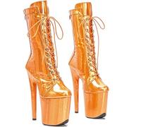 HYFZXWX Mujer 8 en Stiletto Botas Sexy Moda Brillante Charol Botines Fetiche Taco nes Altos Navidad Nochevieja Vestido de Novia Zapatos de Baile Zapatos botines/K/42EU