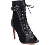 HYFZXWX Mujer Malla Peep Toe Tobillo Botas Escote Cordones Espalda Cremallera Hebilla Stiletto Tacones Altos Sandalias Botines Fiesta Baile Noche Zapatos de vestir de boda clásicos/E/48EU