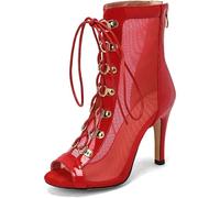 HYFZXWX Mujer Verano Sandalias Punta Abierta Tacones De Aguja De 3,5 Pulgadas Botas Moda Boda Fiesta De Noche Vestido De Noche Tacones Sexy Pole Dance Zapatos Stripper Unisex Tallas Grandes muslo/red/