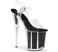 HYFZXWX Sandalias de tacón de aguja con plataforma de cristal para mujer Lentejuelas brillantes Punta abierta Correa de tobillo de PVC Tacón alto Fetiche sexy Pole Dance Stripper Zapatos para actuar 2