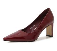 HYFZXWX Tacones gruesos para mujer sin cordones tacones altos punta puntiaguda elegante sexy charol fiesta tacón grueso bombas tacones medianos 2.9 pulgadas clásicos/D/46EU