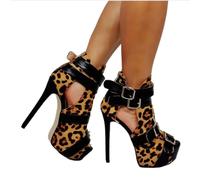 HYFZXWX Unisex Hombres Mujeres Tacones Altos De Aguja Sandalias De Plataforma Con Estampado De Leopardo Sexy Stripper Club Pole Dance Tacones Zapatos De Vestir De Fiesta De Boda Tal la Grande clásicos