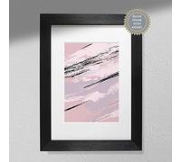 Hygge Creations Arte abstracto de pared rosa - Impresión artística abstracta moderna | Póster de pared moderno marco negro con soporte A4