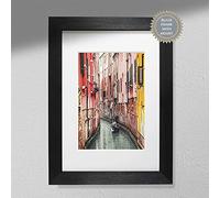 Hygge Creations Flotando en Venecia - Impresión fotográfica | Fotografía de la ciudad | Arte de la pared de la ciudad marco negro con soporte A4