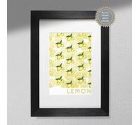 Hygge Creations Impresión de limón - Póster de frutas | Arte de pared de cocina | Decoración de cocina | Marco negro con ilustración de limón sin montaje A3