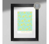 Hygge Creations Impresión de piña, póster de frutas, arte de pared de cocina, decoración de cocina, ilustración de piña, marco negro con paspartú, A4