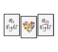 Hygge Creations Mr Right & Mrs Always Right (paquete de 3) - A3 negro enmarcado