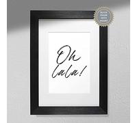 Hygge Creations Oh Lala! Print - Divertido arte de pared | Impresión humorística | Decoración de pared divertida marco negro sin soporte A4