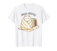 Hygge Lifestyle Cozy Cat Books Café Lectura Estética Camiseta