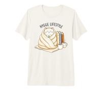 Hygge Lifestyle Cozy Cat Books Café Lectura Estética Camiseta Premium