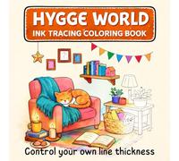 Hygge World Ink Tracing Coloring Book: 40 Cozy Animal Coloring Pages in Thin Light Gray Outlines for Stress Relief