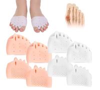 Hyggea - Corrector de juanetes para mujer, separadores de dedos de silicona para alivio diurno y nocturno, soporte de dedo en martillo, corrector grande (2 pieles + 2 blancas)