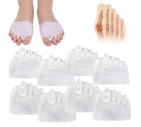 Hyggea - Corrector de juanetes para mujer, separadores de dedos de silicona para alivio diurno y nocturno, soporte de dedo en martillo, corrector grande (4 transparentes)