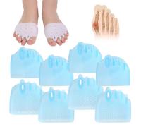 Hyggea - Corrector de juanetes para mujer, separadores de dedos de silicona para alivio diurno y nocturno, soporte de dedo en martillo, corrector grande (4 azules)