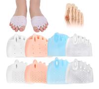 Hyggea - Corrector de juanetes para mujer, separadores de dedos de silicona para alivio diurno y nocturno, soporte de dedo en martillo, corrector grande (4 mezclas)