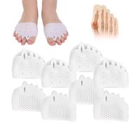 Hyggea - Corrector de juanetes para mujer, separadores de dedos de silicona para alivio diurno y nocturno, soporte de dedo en martillo, corrector grande (4 blancos)