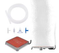 hygger Acuario Aire, piedra de burbuja para acuario, piedra de oxígeno para acuario, juego de burbujas, rojo, cuadrado, con tubo de aire, válvula antirretorno, conector en T, cabezal de succión (82 mm