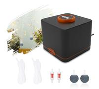 hygger Bomba Aire Acuario, 4W Bomba de Aire Acuario Silenciosa Regulable de Oxígeno con 2 Salida para Acuario, Cuenco para Peces con Manguera de Aire Válvula Antirretorno de hasta 1100 litros