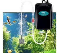 hygger Bomba Aire Acuario, Bomba de Aire Acuario Mini Muy Silenciosa Regulable de Oxígeno Para Acuario de 1 a 75 litros, Cuenco Con Manguera de Aire, Piedra de Burbujas Y Válvula Antirretorno (1 W)
