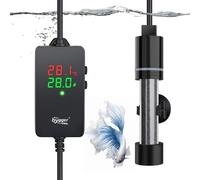 hygger Calentador de acuario pequeño ajustable sumergible 50 W, calentador Betta de tortuga de acuario para agua salada de agua dulce de 19 a 38 litros, modos de precisión y ahorro de energía