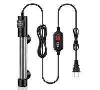hygger Calentador sumergible para acuario, pequeño calentador de pecera ajustable con 2 ventosas, controlador de temperatura, protección contra sobretemperatura fuera del agua para agua dulce salada