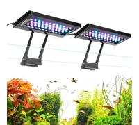 hygger Dual Channel Clip On Iluminación LED para Acuario, 24W Luz LED Acuario, 24/7 Lighting and DIY Mode with 7 Colors, Ajustable Brillo Fish Tank LED Light de 75-115L Tanks(2)
