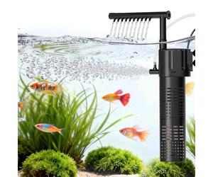 Hygger Filtro Interior Acuario, 300L/H 5W Ajustable Fish Tank Filter, Quiet Power Aquarium Internal Filter de Agua para 15-55 litros Freshwater and Saltwater Aquariums