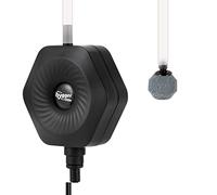hygger Mini bomba de aire ultra silenciosa de 1,5 W para acuario, silenciosa, pequeña bomba de aire para acuario, burbujeador de oxígeno con manguera de piedra de aire, ventosa para 0,5-15 Gal Fish