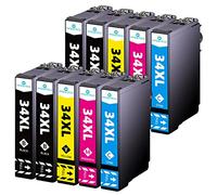 Hyggetech 34XL Cartuchos de Tinta Compatibles con Epson 34 34XL para Workforce Pro WF-3720 WF-3725 WF-3720dWF WF-3725DWF