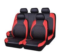 HYGGLY Cuero Coche Fundas Asientos para Audi A4 B7 Sedan 2004-2008, Impermeable Completo Juegos De Cubreasientos Delanteros Y Traseros Protector Interior Accesorios,Red/A