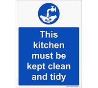 Hygiene Catering - Esta cocina debe mantenerse limpia y ordenada - Vinilo autoadhesivo A5 150 mm x 200 mm la más clara salud y seguridad signos