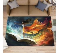 HYGIUID Alfombra de baile para sala de estar, 120 x 170 cm, colorida alfombra abstracta para dormitorio, pintura al óleo de fantasía, alfombra de suelo, antideslizante, lavable, para cocina