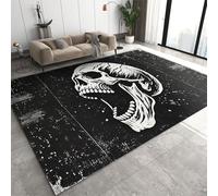 HYGIUID Alfombra vintage con diseño de calavera para sala de estar, 140 x 200 cm, alfombra de pelo corto, diseño de esqueleto punk atrevido, antideslizante, fácil cuidado para dormitorio de niños