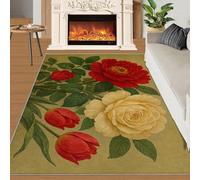 HYGIUID Alfombras florales vintage grandes para sala de estar, 160 x 230 cm, alfombras florales realistas naturales para dormitorio, alfombra de suelo de flores de colores ricos que no se desprenden