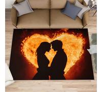 HYGIUID Camino de cocina para parejas, 80 x 150 cm, con forma de corazón, llama, para dormitorio, antideslizante, antideslizante, antifatiga, para pasillo, pasillo