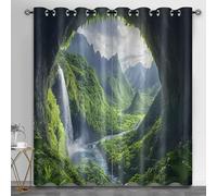 HYGIUID Cortinas de granja con paisaje de cueva, maravillas naturales, cortina divisora de habitación para entrada de cueva de musgo, cortinas opacas para ventanas de dormitorio, decoración del hogar