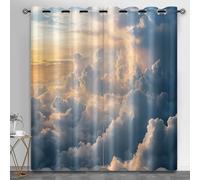 HYGIUID Cortinas opacas con diseño de nubes de cielo, cortina con patrón de nubes cúmulos, cortinas opacas con aislamiento térmico para banquetes, salas de teatro, cafeterías, 46 x 84.3 pulgadas, 2