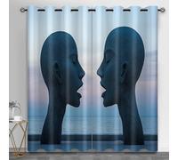 HYGIUID Cortinas opacas térmicas con diseño de cabeza de piedra para dormitorio de niñas, escultura de retrato, cortina moderna para embellecer muebles y proteger el espacio, 66 x 72 pulgadas, 2