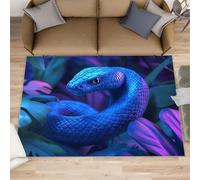 HYGIUID Felpudo de serpiente, 60 x 90 cm, diseño de animales de reptil, color azul fantasma, para interiores y exteriores, lavable, para pasillo, pasillo, dormitorio, mesita de noche