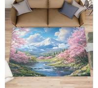 HYGIUID Felpudo japonés con paisaje natural, 60 x 90 cm, para cocina, vistas al bosque de montaña, para interiores y baños, exteriores, lavable para pasillo, pasillo, dormitorio, mesita de noche