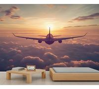 HYGIUID - Mural con vista aérea, nubes, vuelo, papel pintado de aviones aéreos, papel tapiz panorámico grande para dormitorio, sala de estar, sofá, telón de fondo 3D (no autoadhesivo)