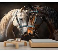 HYGIUID - Mural de caballo, papel pintado de animales, decoración de arte HD, foto para sala de estar, sofá, fondo de TV, póster personalizado (no autoadhesivo)