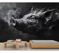 HYGIUID - Mural de cerdo con retratos de animales, arte oscuro, póster de hotel comercial, papel pintado personalizado, póster panorámico masivo (no autoadhesivo)