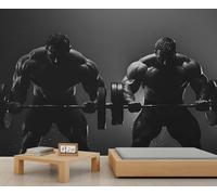 HYGIUID - Mural de gimnasio con estética de poder, papel pintado con líneas musculares, mural de pared HD Art Decor Foto sala de estar, sofá, fondo de TV, póster personalizado (no autoadhesivo)