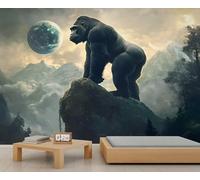 HYGIUID - Mural de gorila, papel pintado de bosque de montaña, paisaje natural, póster comercial de hotel, papel pintado personalizado, póster panorámico masivo (no autoadhesivo)