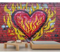 HYGIUID - Mural de graffiti de corazón, papel pintado de arte callejero, papel tapiz gigante 3D, escala comercial, cafetería, salón, galería (no autoadhesivo)